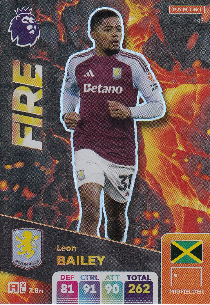 Panini Premier League 2025 Adrenalyn XL karta Fire Bailey 443