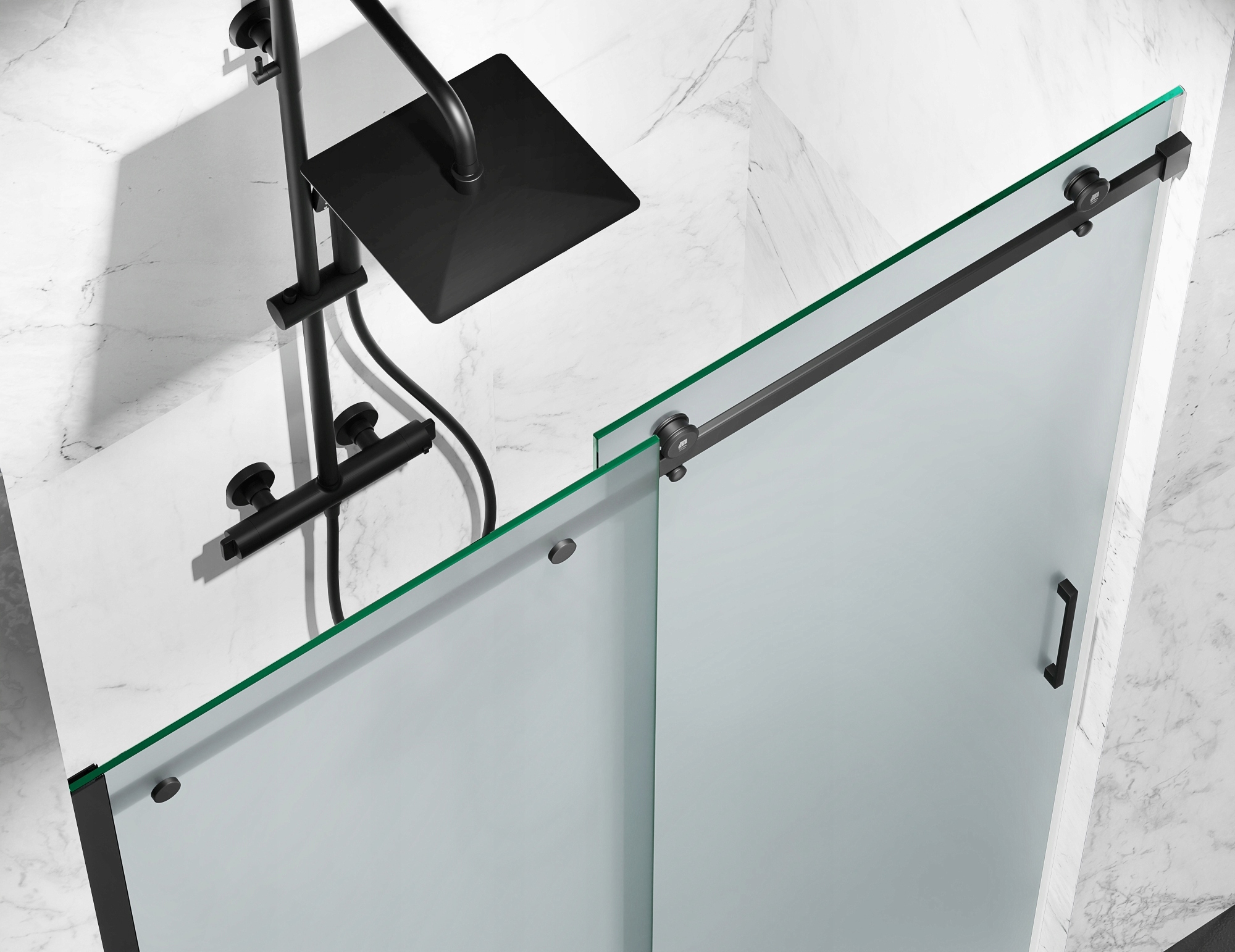 Drzwi Przesuwne Mrożone Czarne D20 90cm Szerokość produktu 90 cm