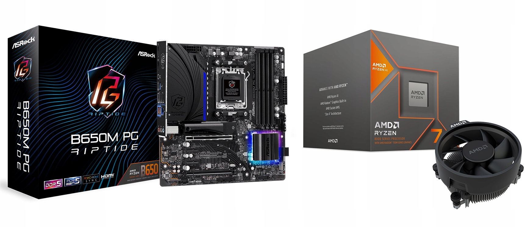 Zestaw Amd Ryzen 7 8700G ASRock B650M Pg Riptide