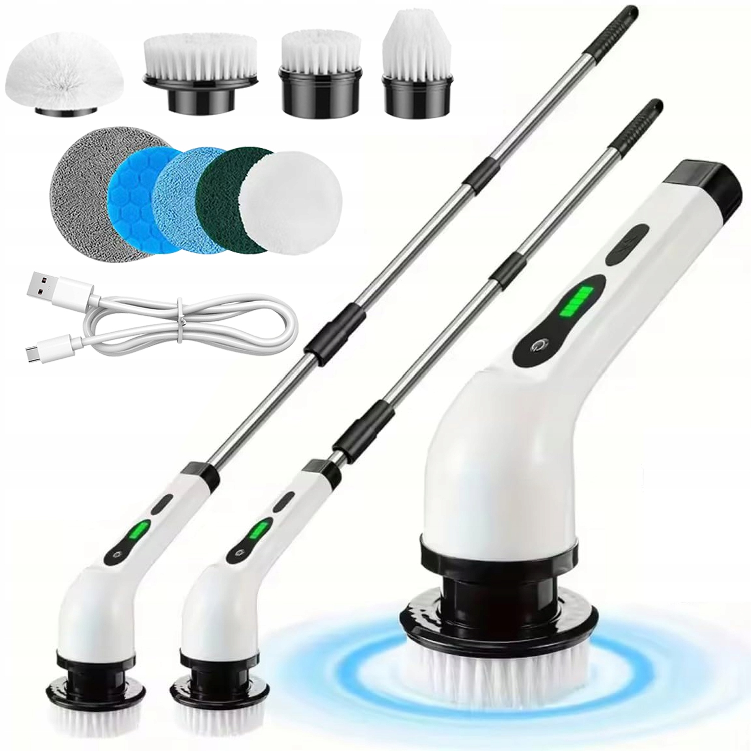 Bezdrátová Elektrická Teleskopická Rotační Kartáčka Mop Turbomop 9v1