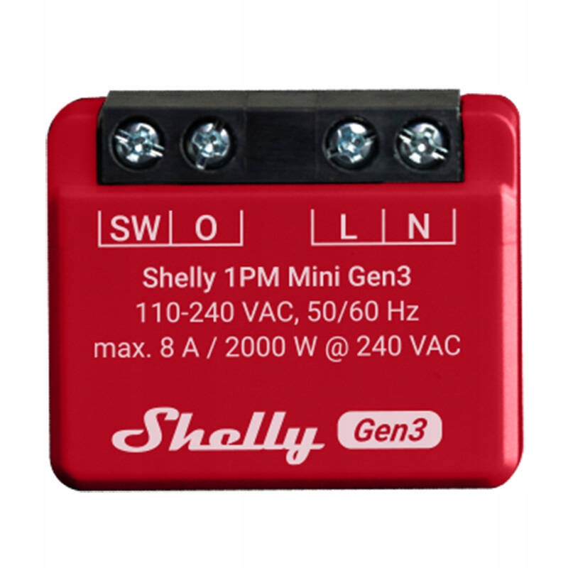 SHELLY 1 MINI GEN 3 INTELIGENTNY STEROWNIK WI-FI ZDALNE STEROWANIE 8A 2000W