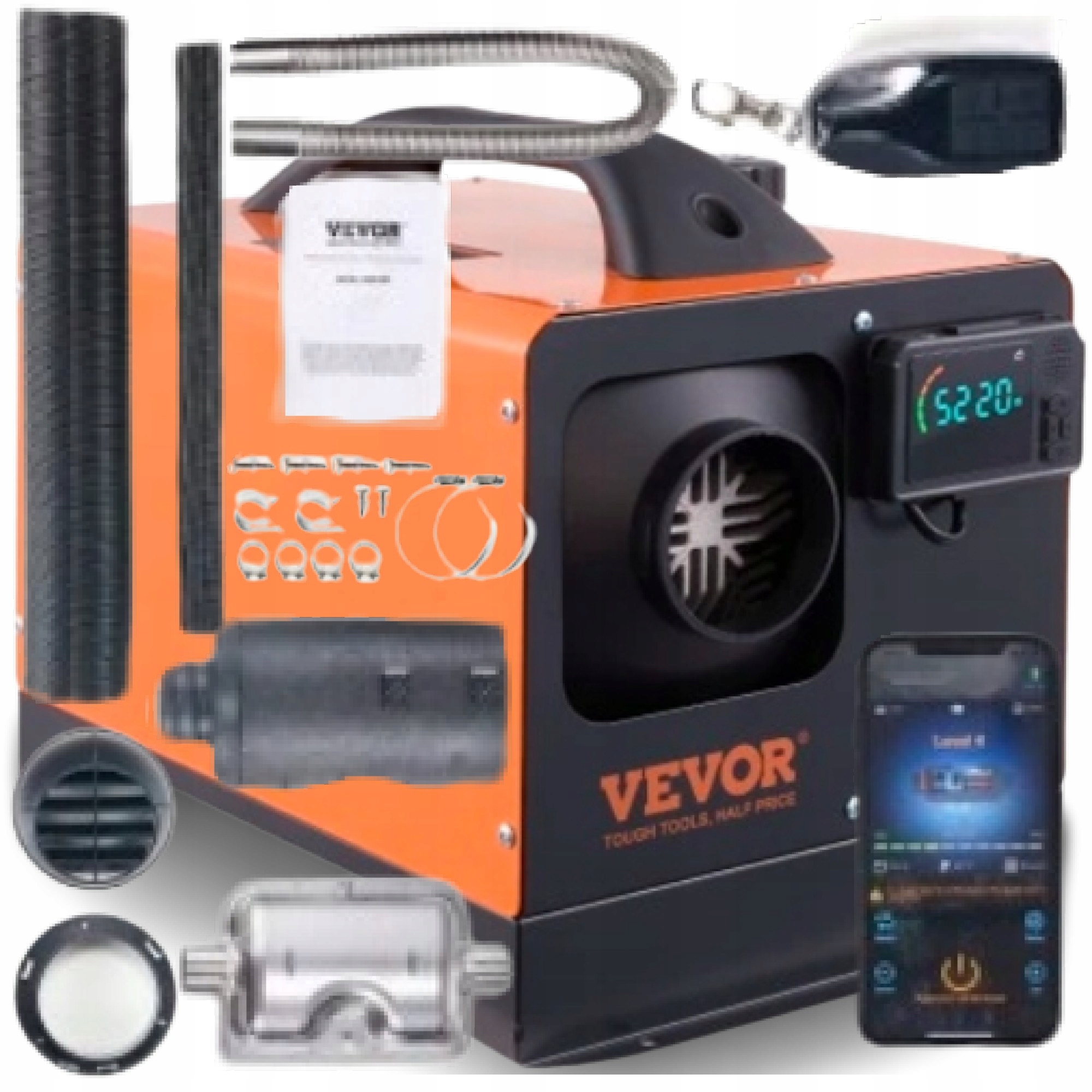 Topidlo 12v 5kw Postojové topení Diesel LCD Dálkové ovládání Bluetooth Webasto