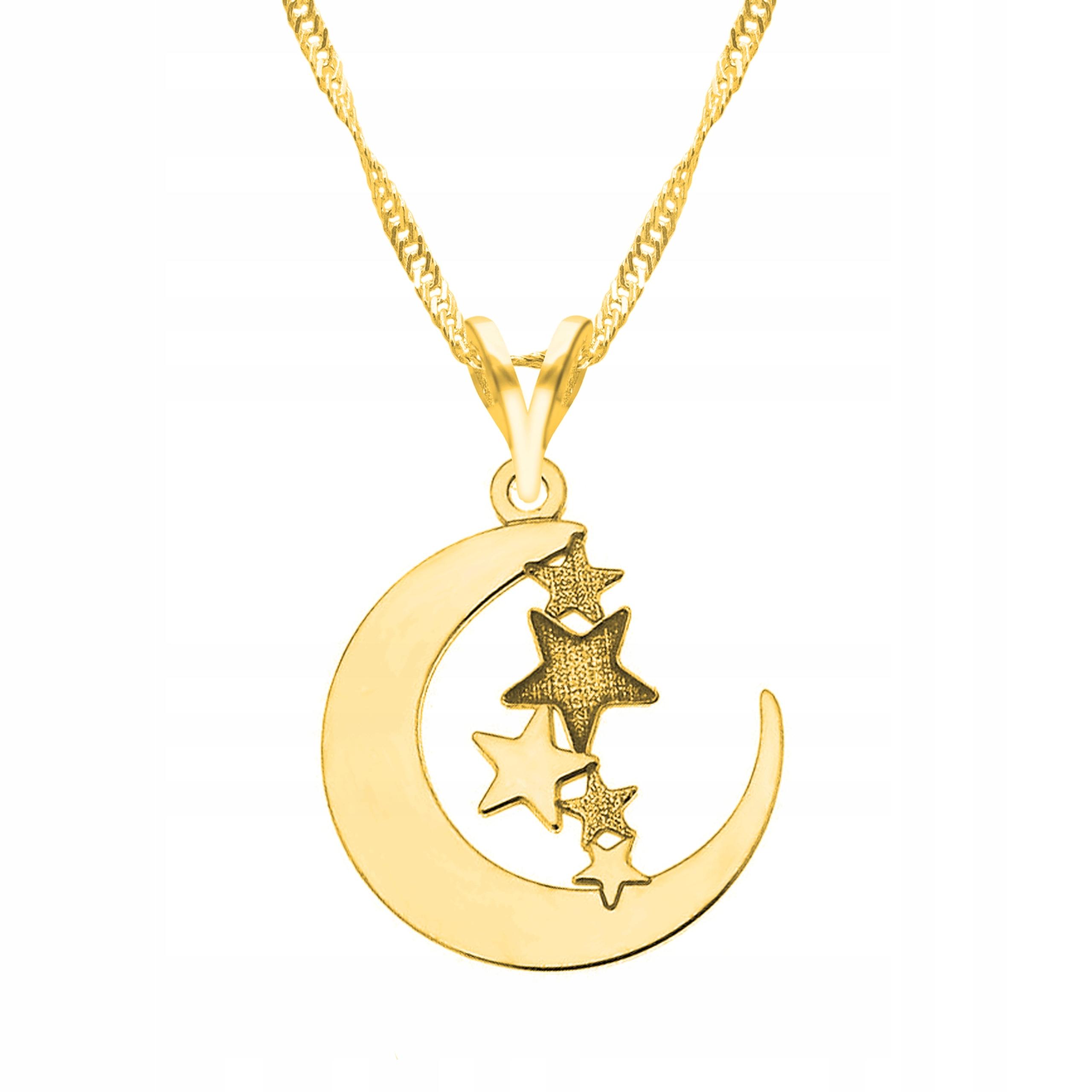 Zlatý náhrdelník s měsícem Hvězdy Měsíc Stříbro 925