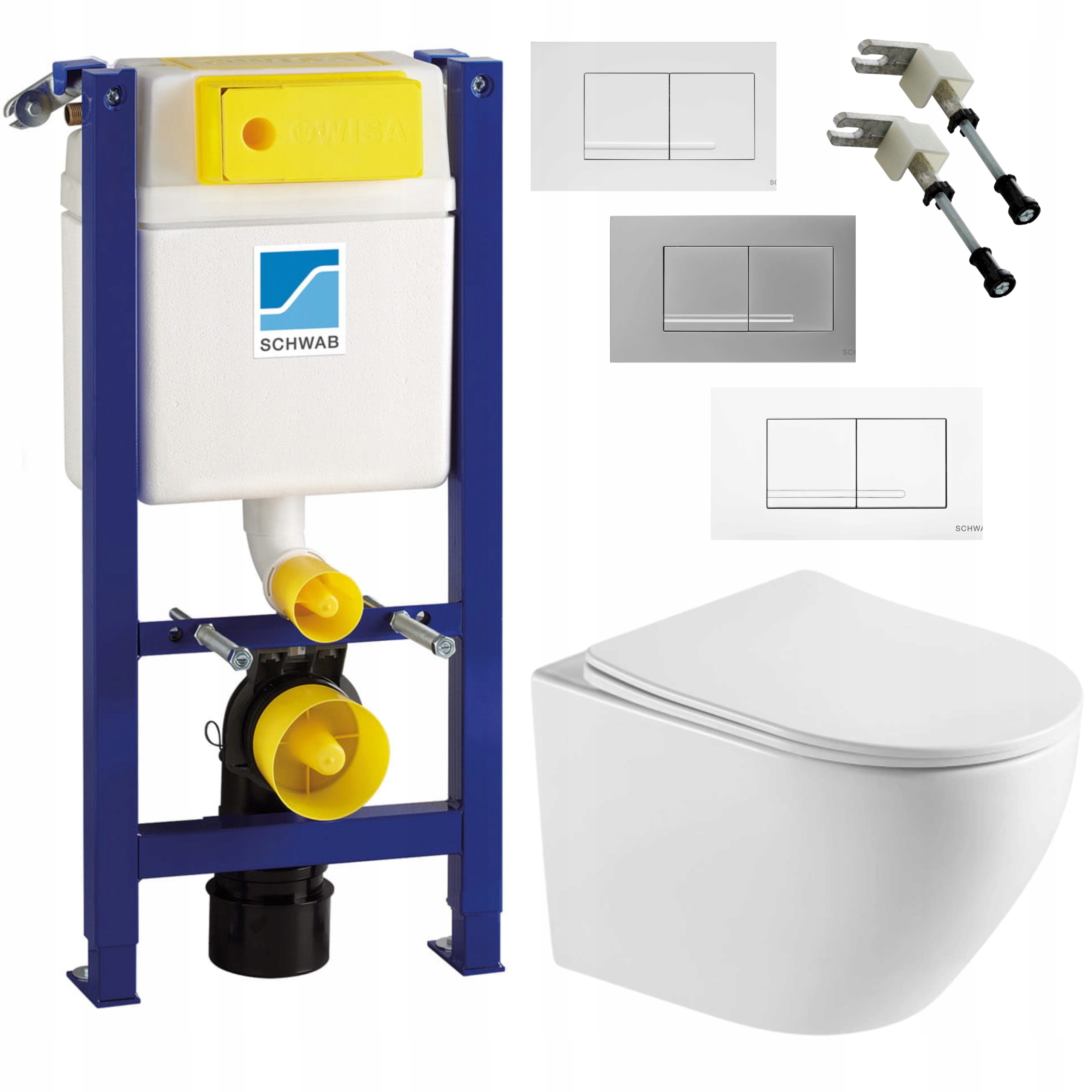 Stelaż Podtynkowy do Wc Niski H-83 Miska Wc Laveo Desna Deska Zestaw 7w1
