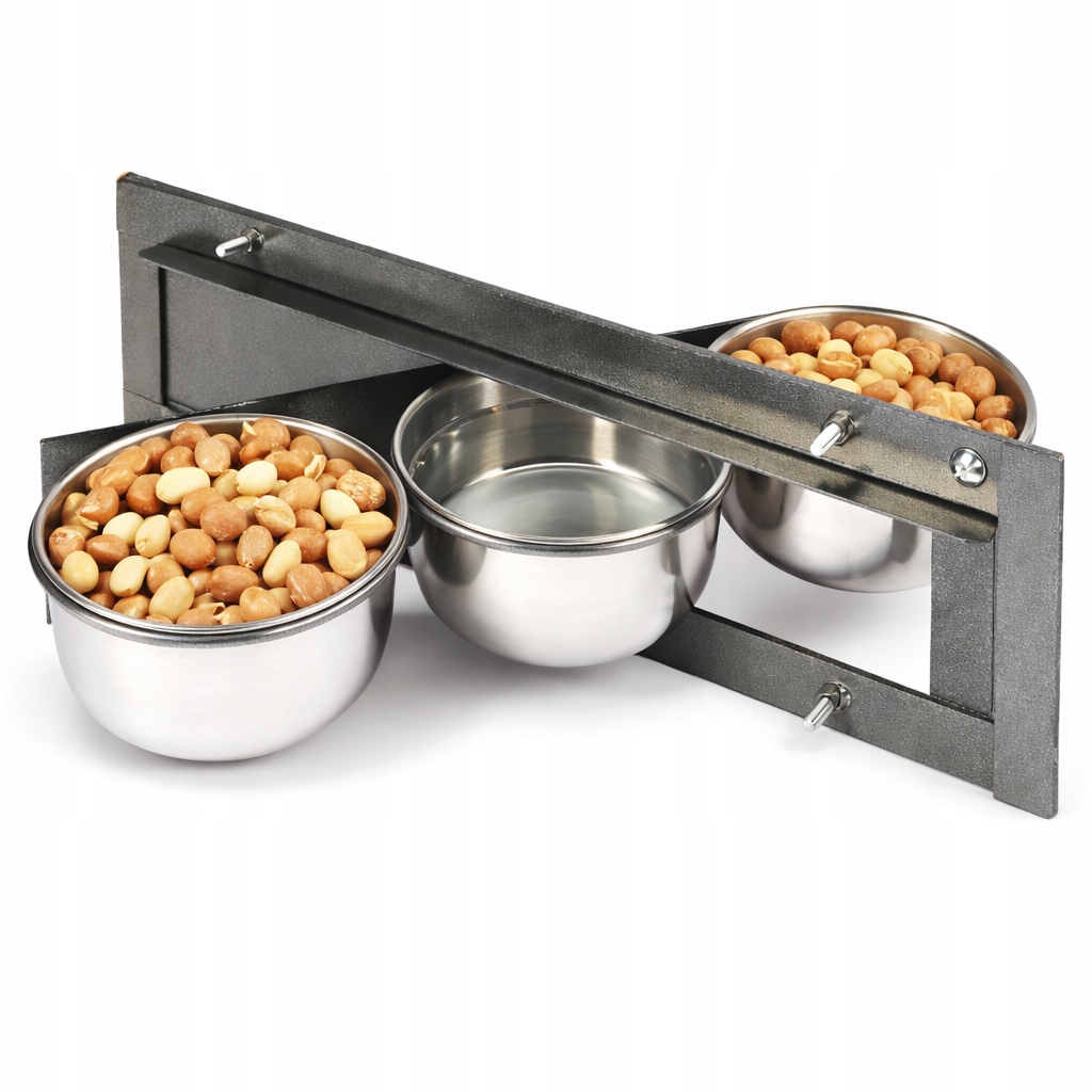 3 misky pro voliéru papoušků z nerezové oceli L průměr misky