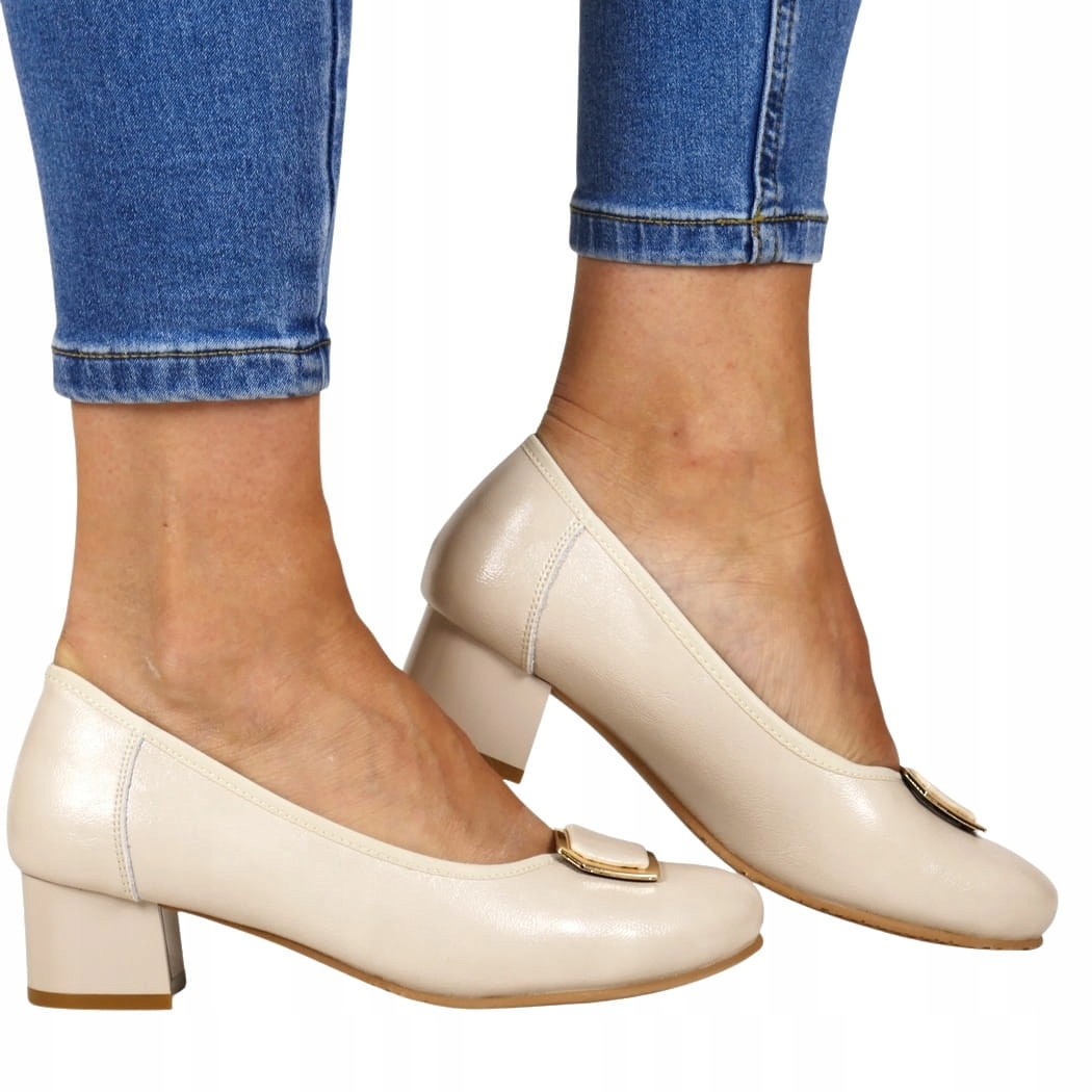 Béžové Polobotky Nízké Podpatky Měkké Elegantní