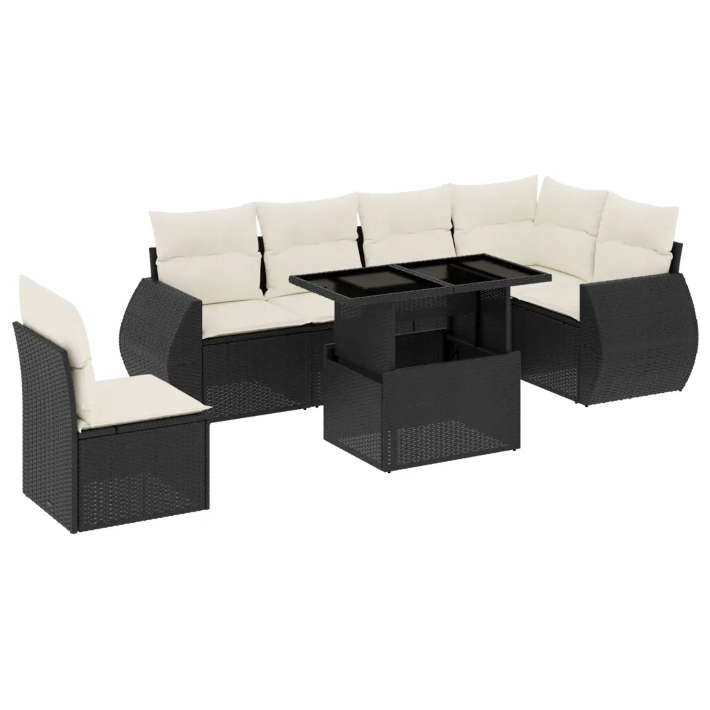 Set zahradního nábytku technorattan vidaXL černý 7 el.