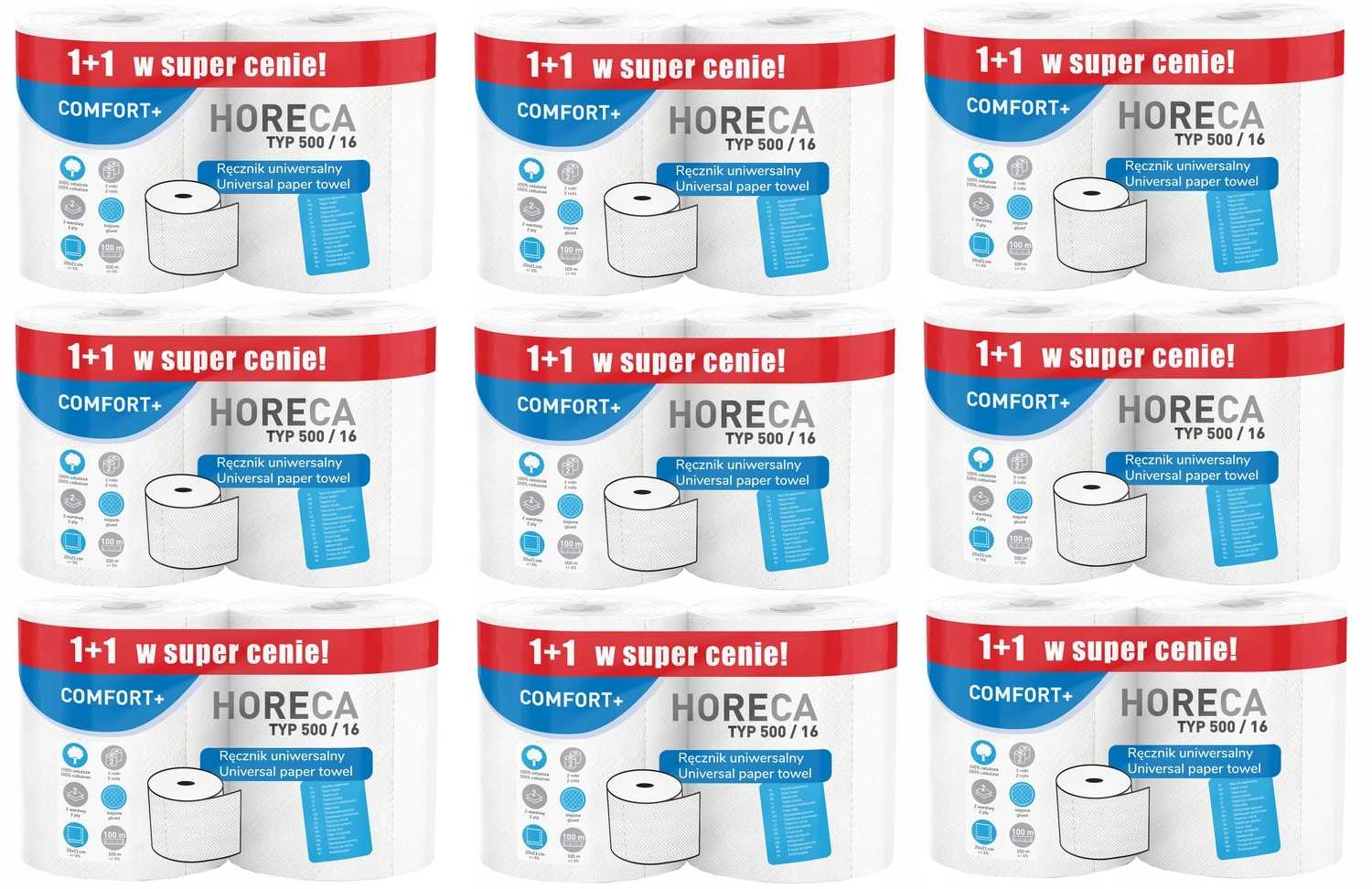 Papírový ručník 2R Horeca Comfort+ typ 500/16 100m 2W (1+1) 18 rolí
