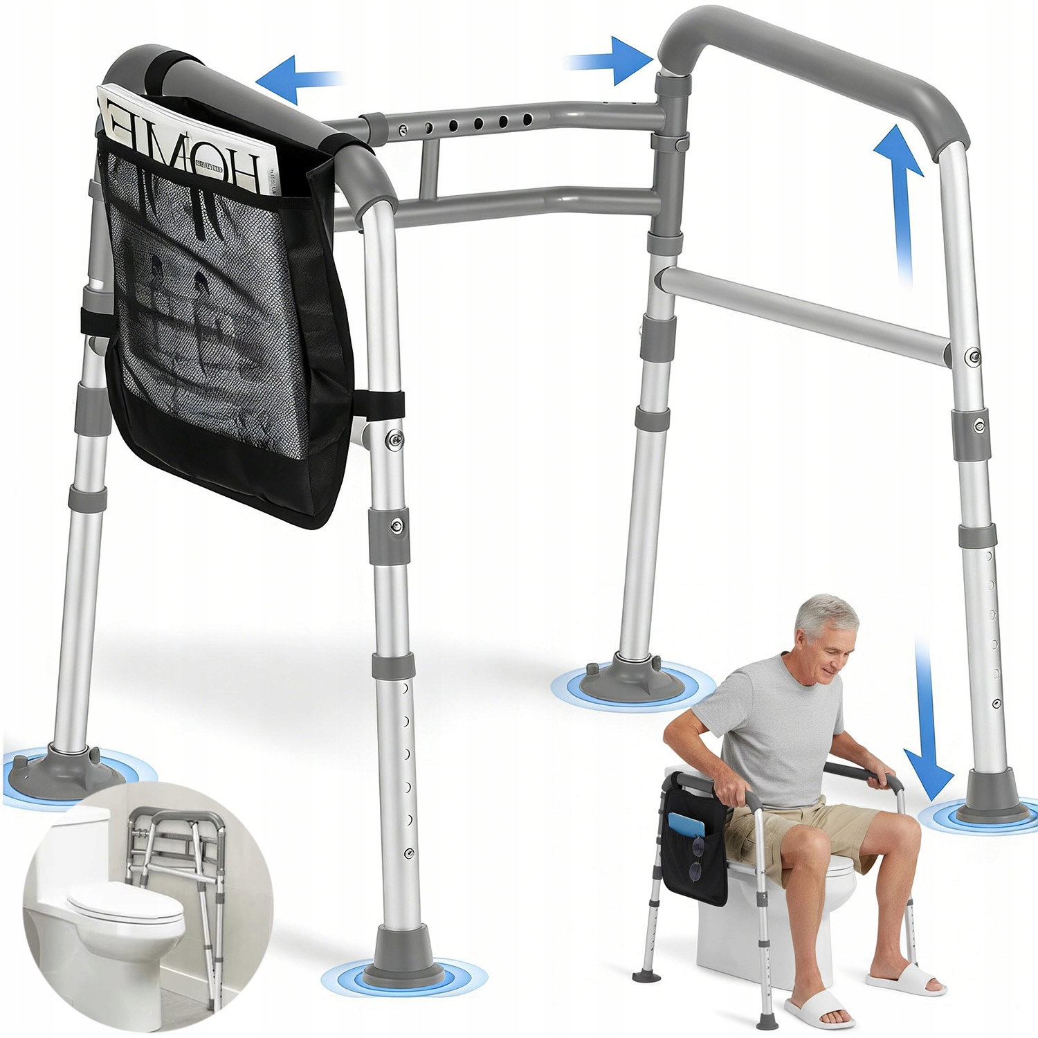 Podpórka Poręcz Do Wstawania Z Toalety Sedesu Mocna Regulowana Dla Seniora