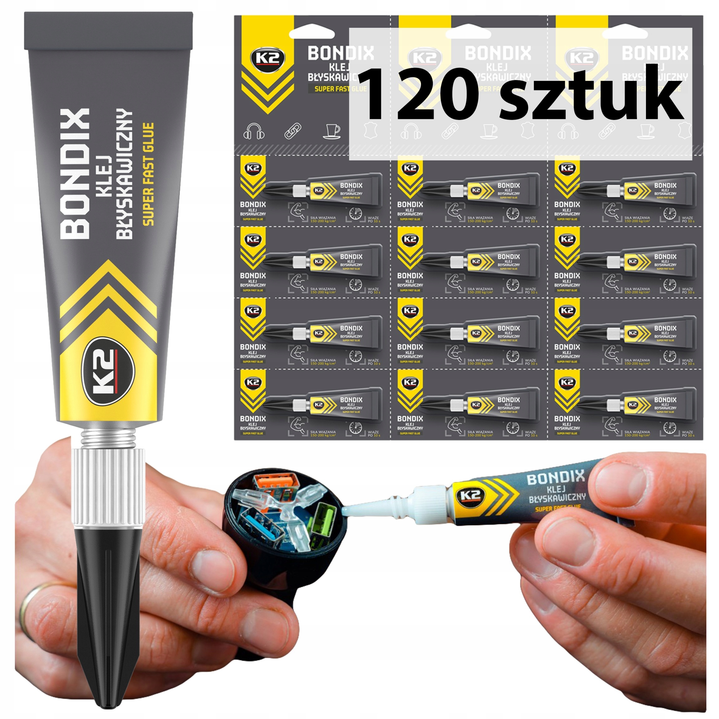 Klej Glue Szybki Mocny Zestaw 120 sztuk szybkoschnący klej K2