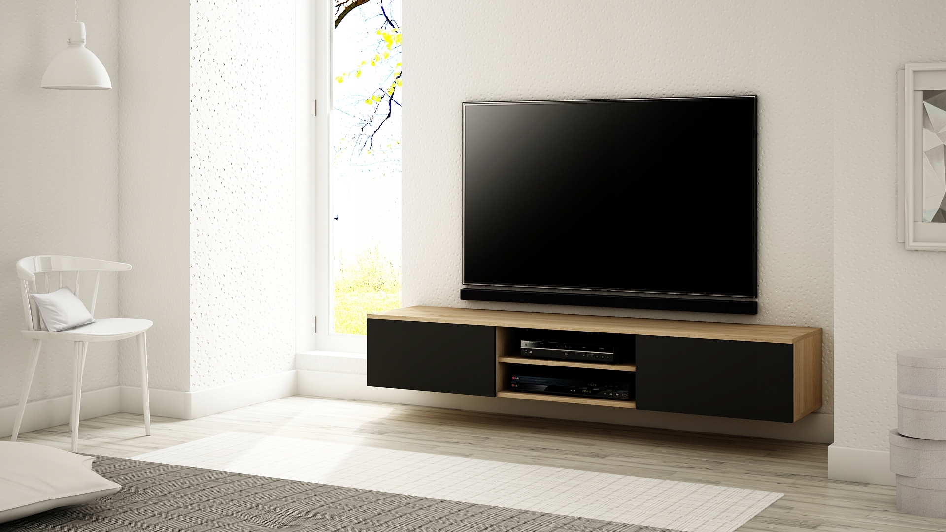 WISZĄCA SZAFKA RTV 180 MAT, RÓŻNE KOLORY Montaż meble do samodzielnego montażu