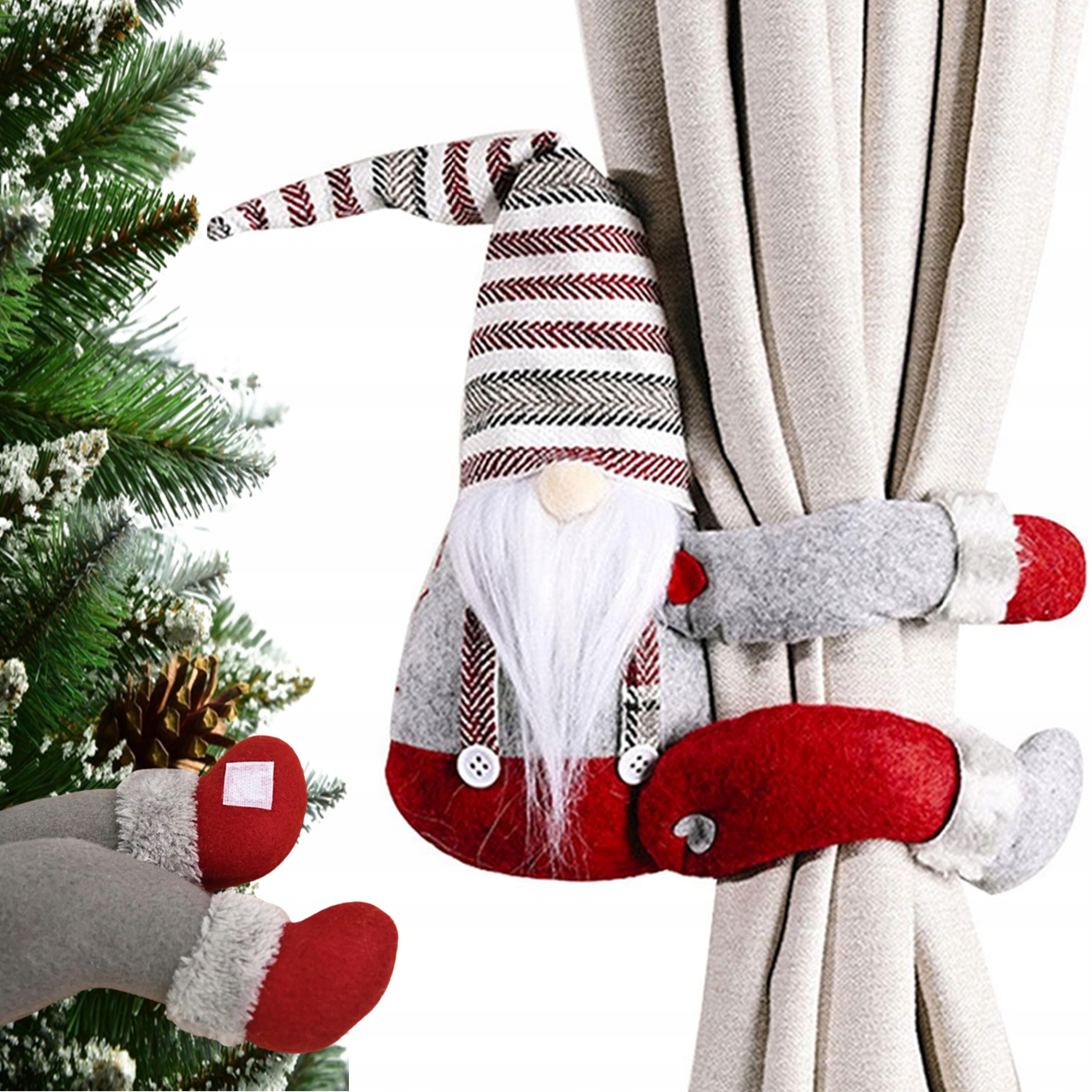 

Krasnal Świąteczny Skrzat Do Zasłon Choinki Klamra