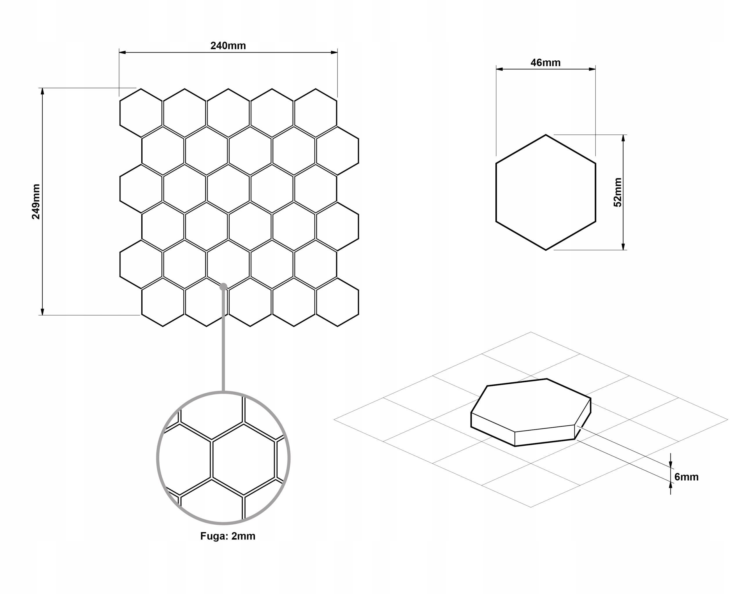 MOZAIKA SZKLANA HEKSAGON VOLCANO CZARNA MIEDZIANA Marka Szklane Mozaiki
