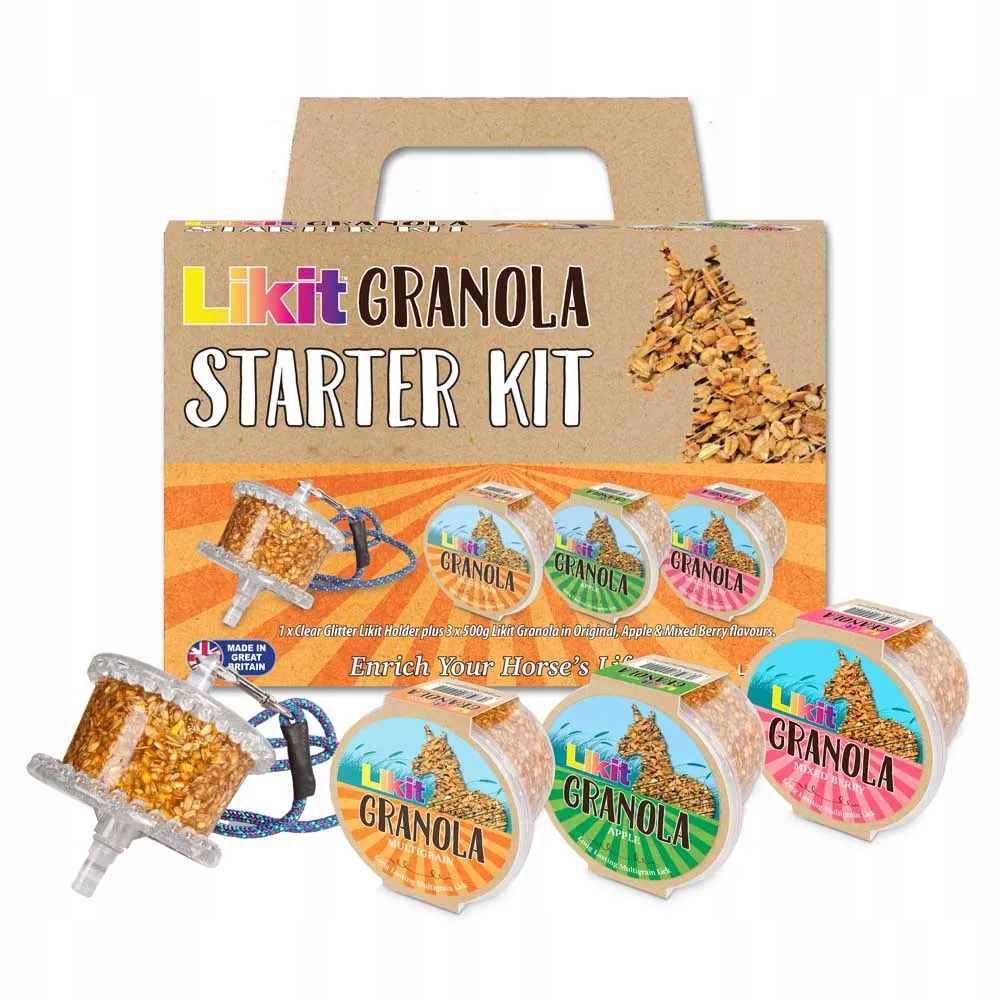 Likit Granola Starter Kit zestaw lizawki z uchwytem dla koni horse 3 szt