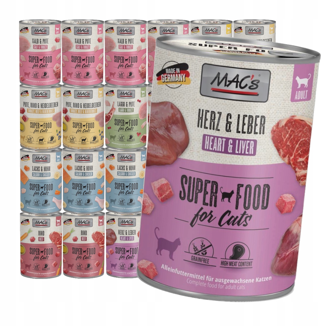 Levně MAC's Cat Mokré Krmivo Pro Kočky Mix Chutí 24x400g Telecí Hovězí Losos