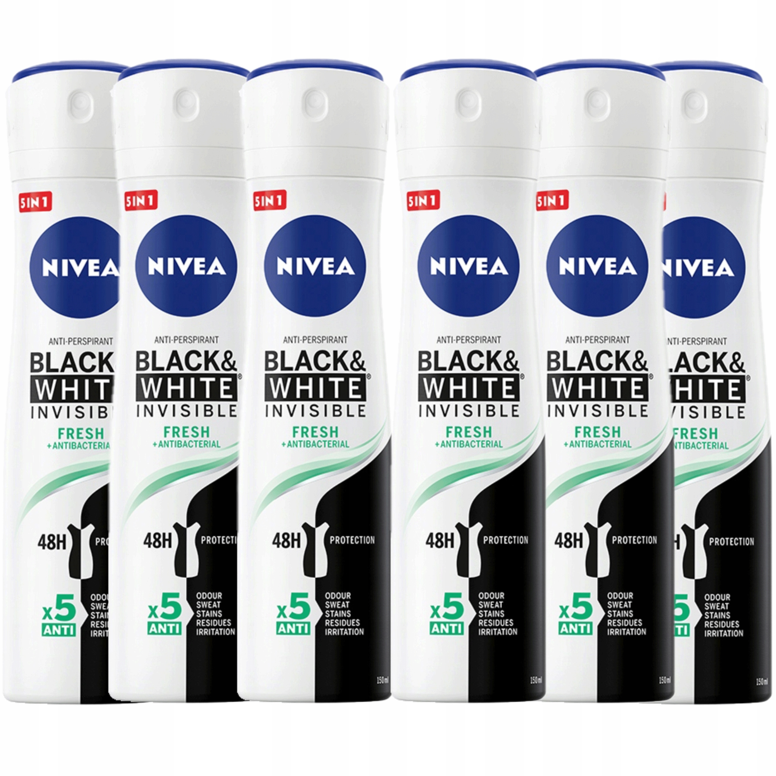 Nivea Antiperspirant B&w Fresh 6 x 150 ml sprej