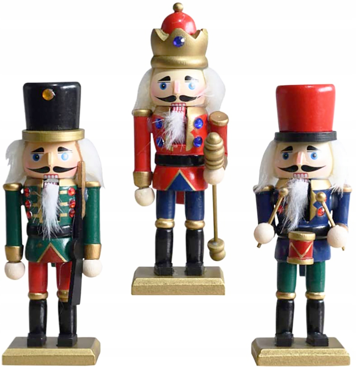 DREWNIANY DZIADEK DO ORZECHÓW FIGURKI ŚWIETA 3 SZT