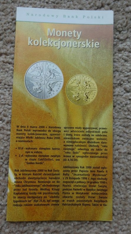 Folder 10 zł 2000,JUBILEUSZ ROK 2000,stan I
