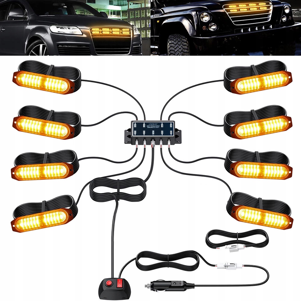 8X Výstražné Lampy Stroboskop Pomoc Autopřepravník Lampy 12V-24V