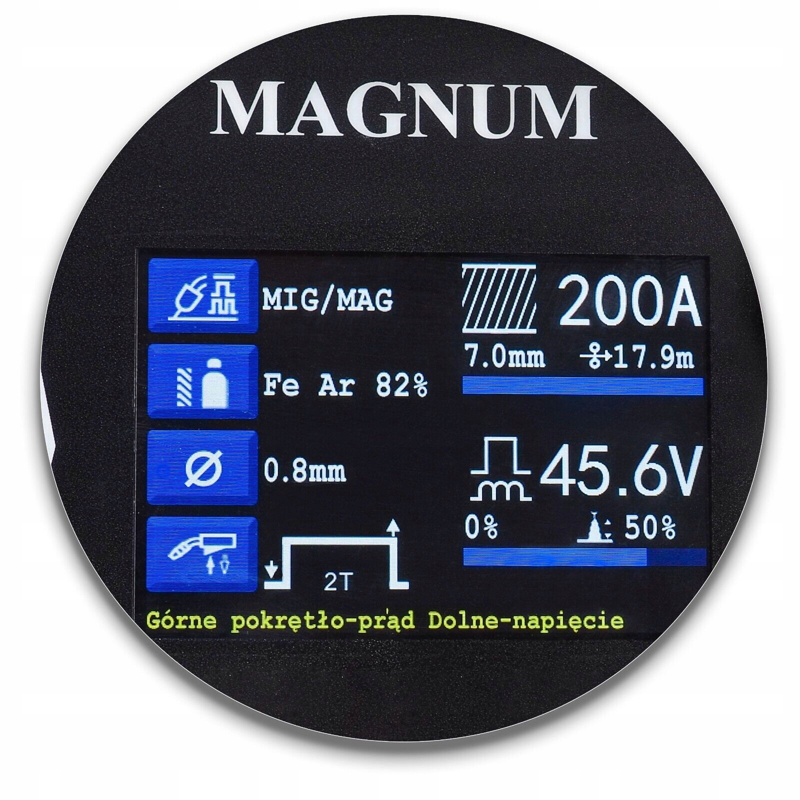 MAGNUM MIG 224 DUAL PULS LCD SYNERGIA 200A MMA TIG Marka Magnum