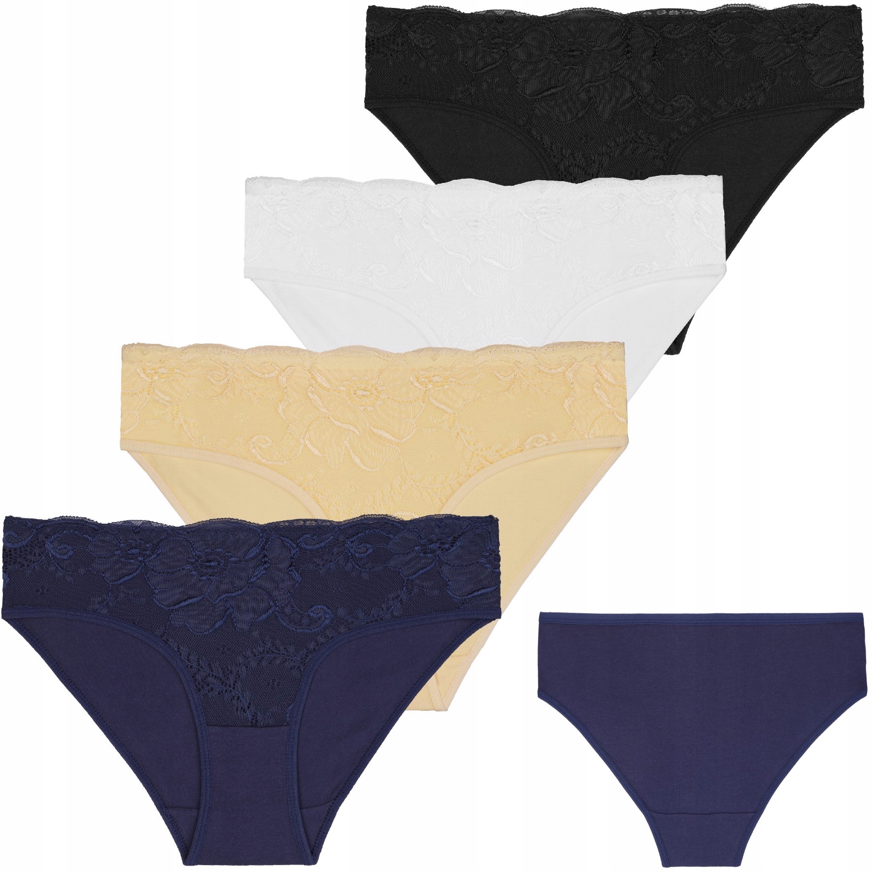 MAJTKI FIGI DAMSKIE BAWEŁNIANE KORONKA W KWIATY MORAJ KOLORY 4-PAK S