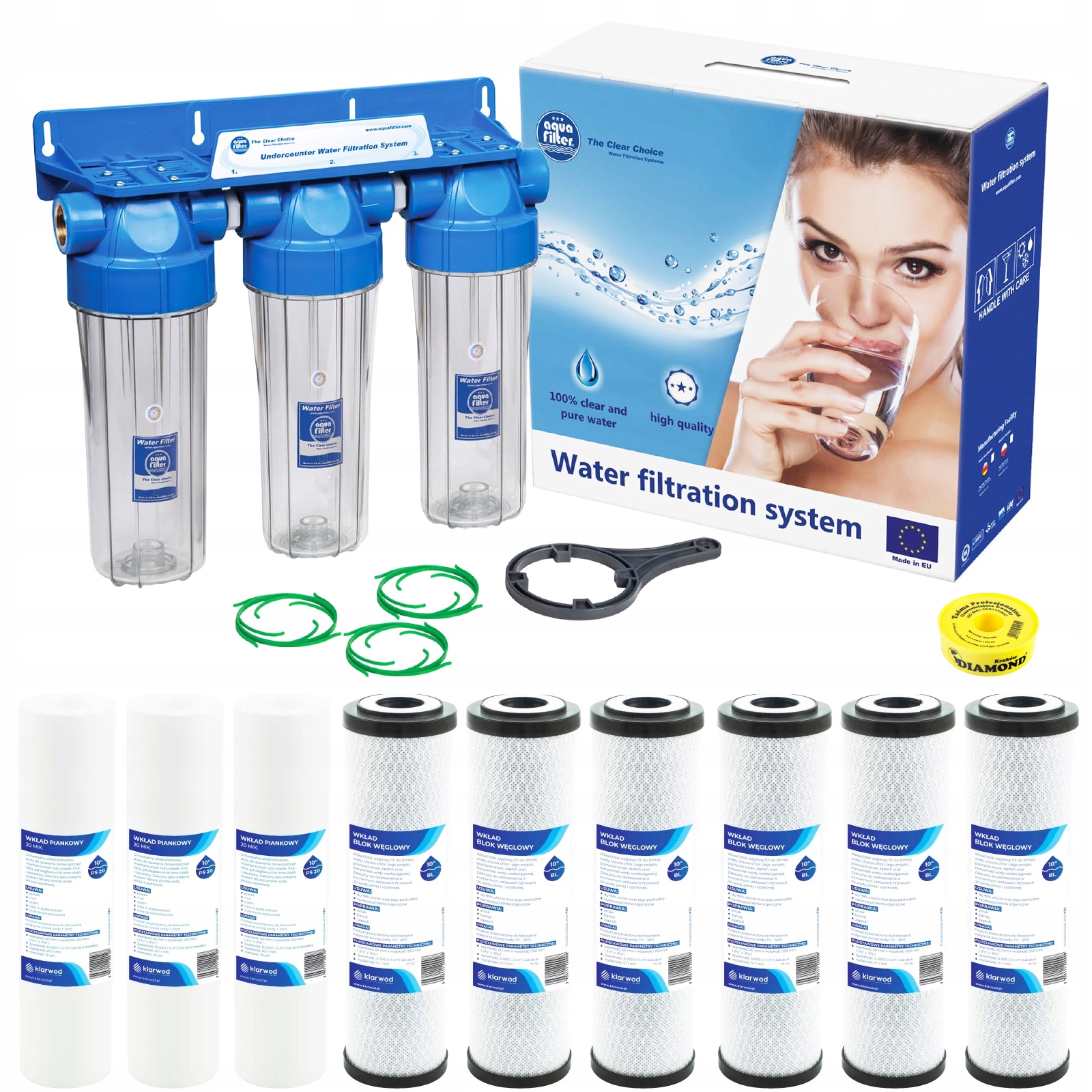 FILTR WODY WSTĘPNY CAŁY DOM 3 STOPNIOWY KORPUS 10'