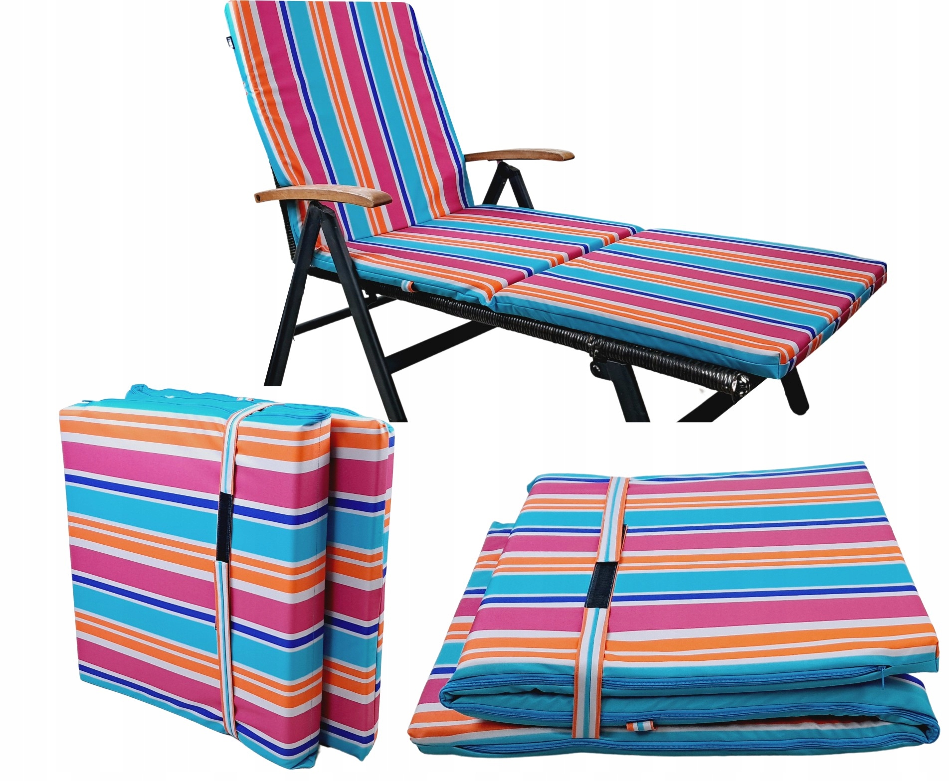 Polštář Na Zahradní Lehátko Vodotěsná Poduška Na Zip Vysoká 185x60x4 cm