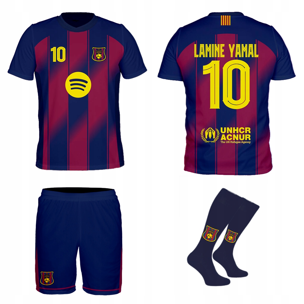 Yamal Barcelona outfit tričko, kraťasy štulpny velikost 152