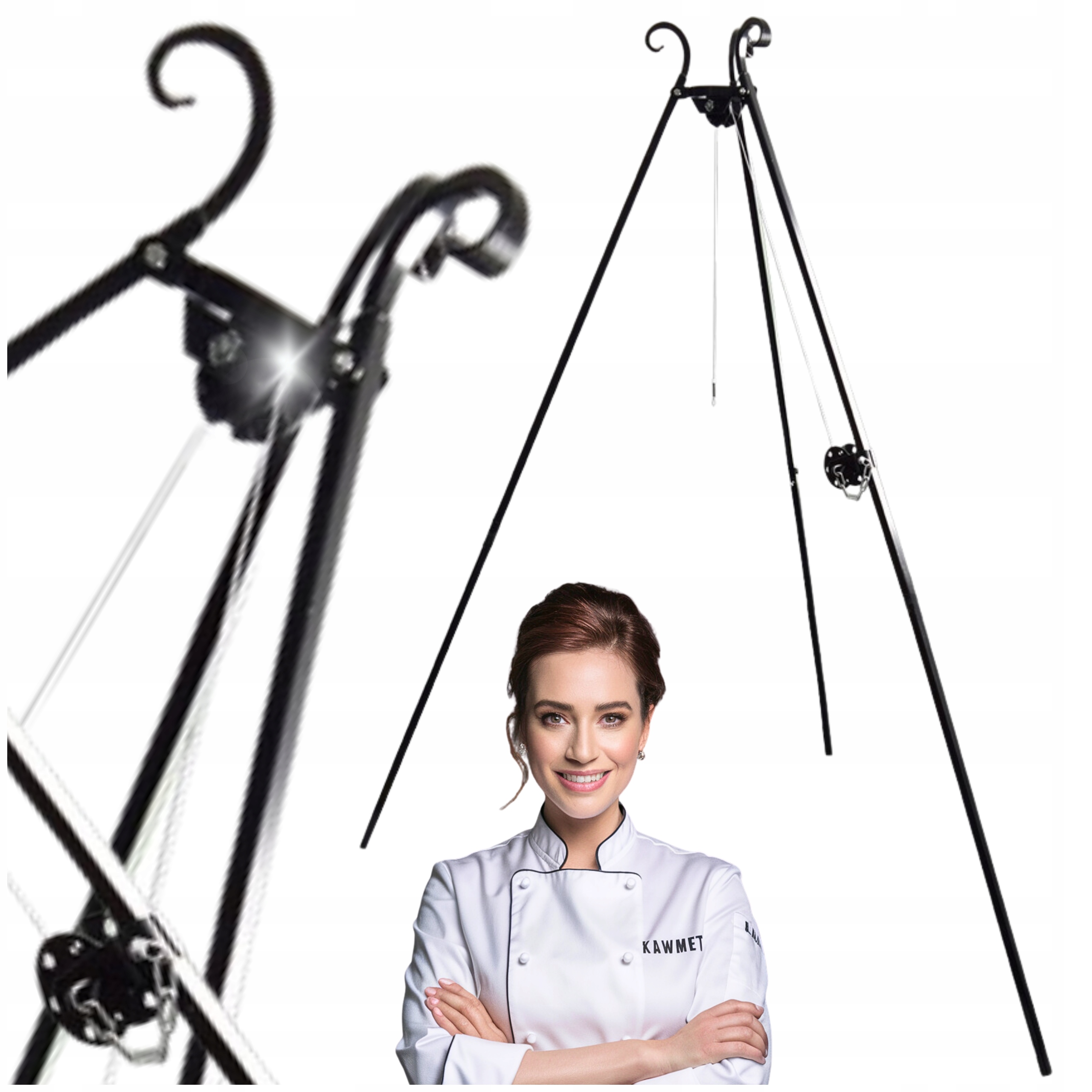 Trójnóg ogrodowy grill kociołek wysoki ogniskowy 15kg 180 cm Jakość Kawmet