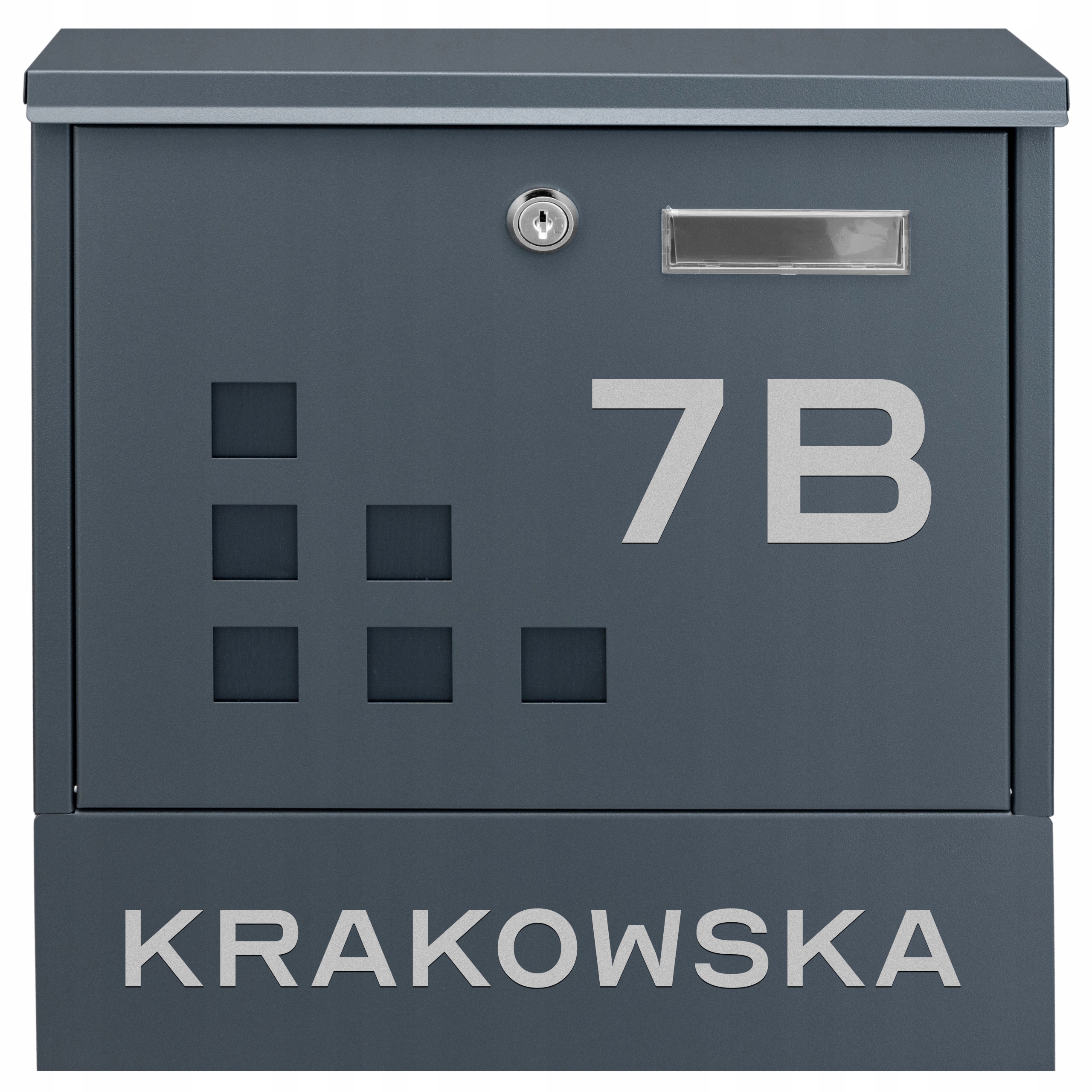 SKRZYNKA POCZTOWA NA LISTY POCZTĘ GAZETY ANTRACYT + ADRES NUMER DOMU NAPIS