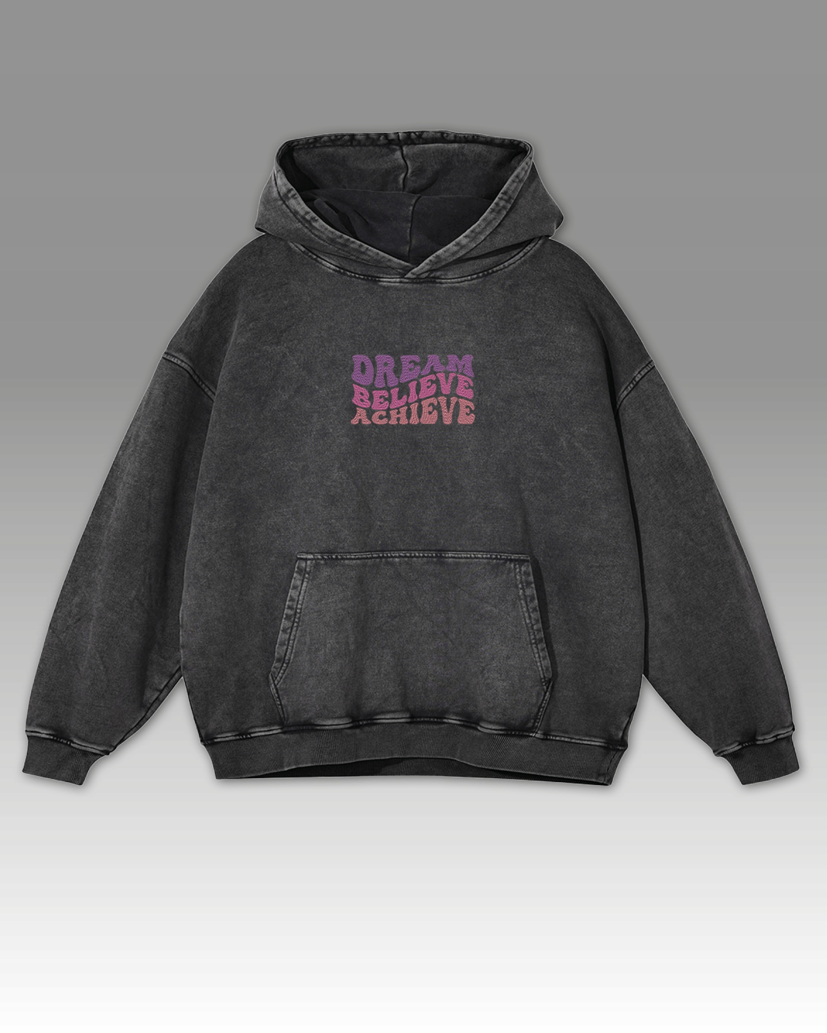Mikina s výšivkou Dream Believe Achieve, Grafit XL