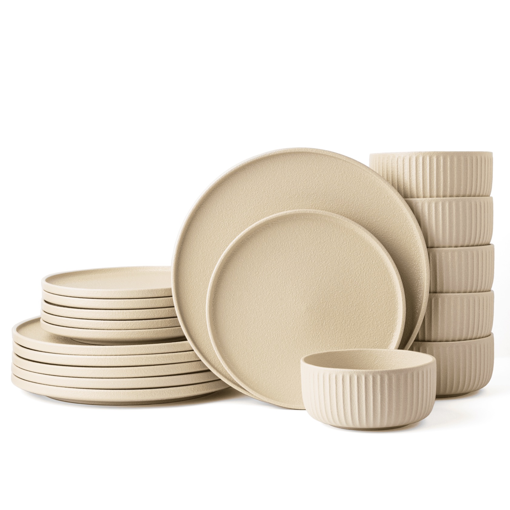 Jídelní servis Anun béžový pro 6 osob 18 ks Moderní sada do myčky nádobí