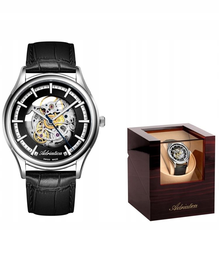 Pánské hodinky Adriatica Automatic Skeleton Set Rotomat bonus