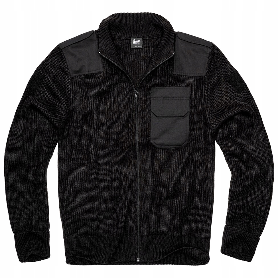 Vojenský rozepínací svetr s pagony Brandit Bw Cardigan Black 3XL