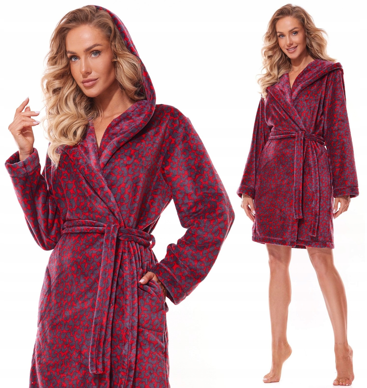 KRÓTKI CIEPŁY - PUCHOWY DAMSKI SZLAFROK PODOMKA M