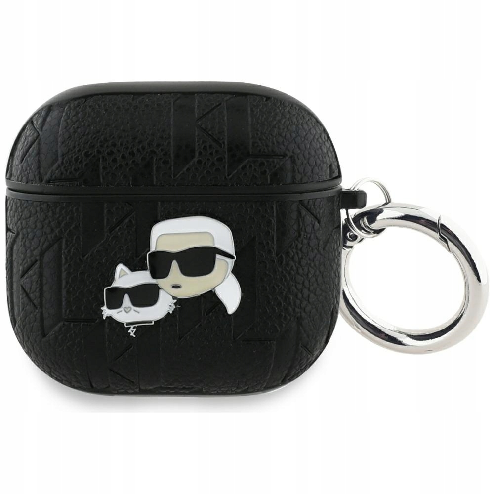 Pouzdro Karl Lagerfeld Monogram Karl & Choupette Head pro AirPods 4, černé