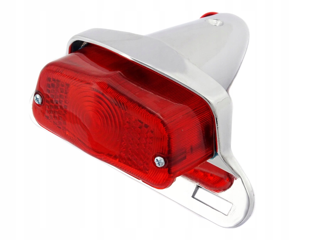 TYLNA LAMPA TYŁ NA BŁOTNIK METALOWA CHROMOWANA Z UCHWYTEM PODSTAWĄ TABLICY