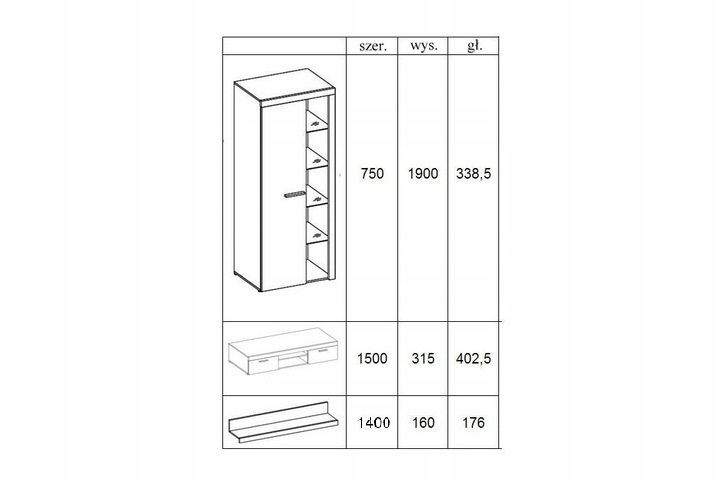 Meblościanka do salonu RUMBA XL OLD WOOD / MATERA półki RTV witryna Kod producenta RUMBAXLOLDMAT01