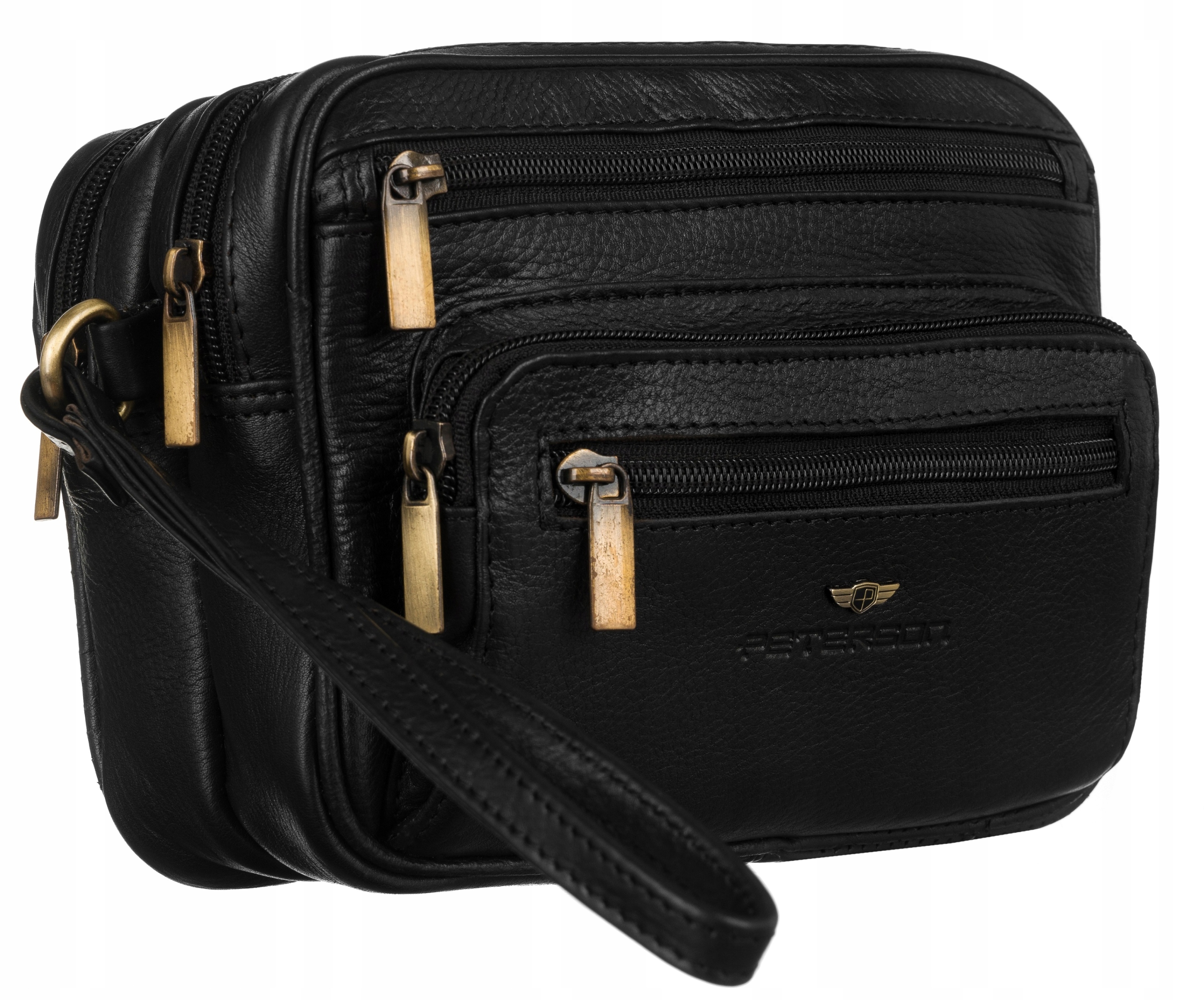 Pánská kožená taška do ruky, dvoukomorová, prostorná, na dokumenty Peterson