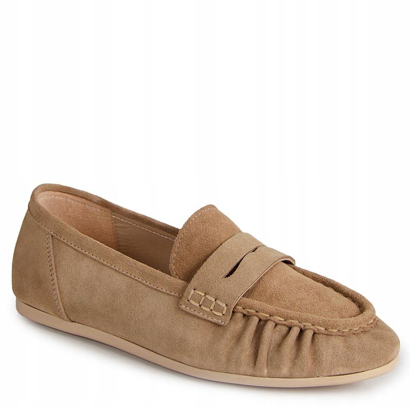 Chebello 5004 Béžové Kožené Semišové Mokasíny 37