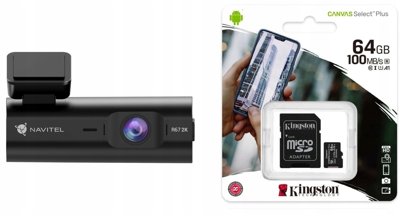 Navitel R67 2K videokamera do auta Wi-Fi 64GB Kingston