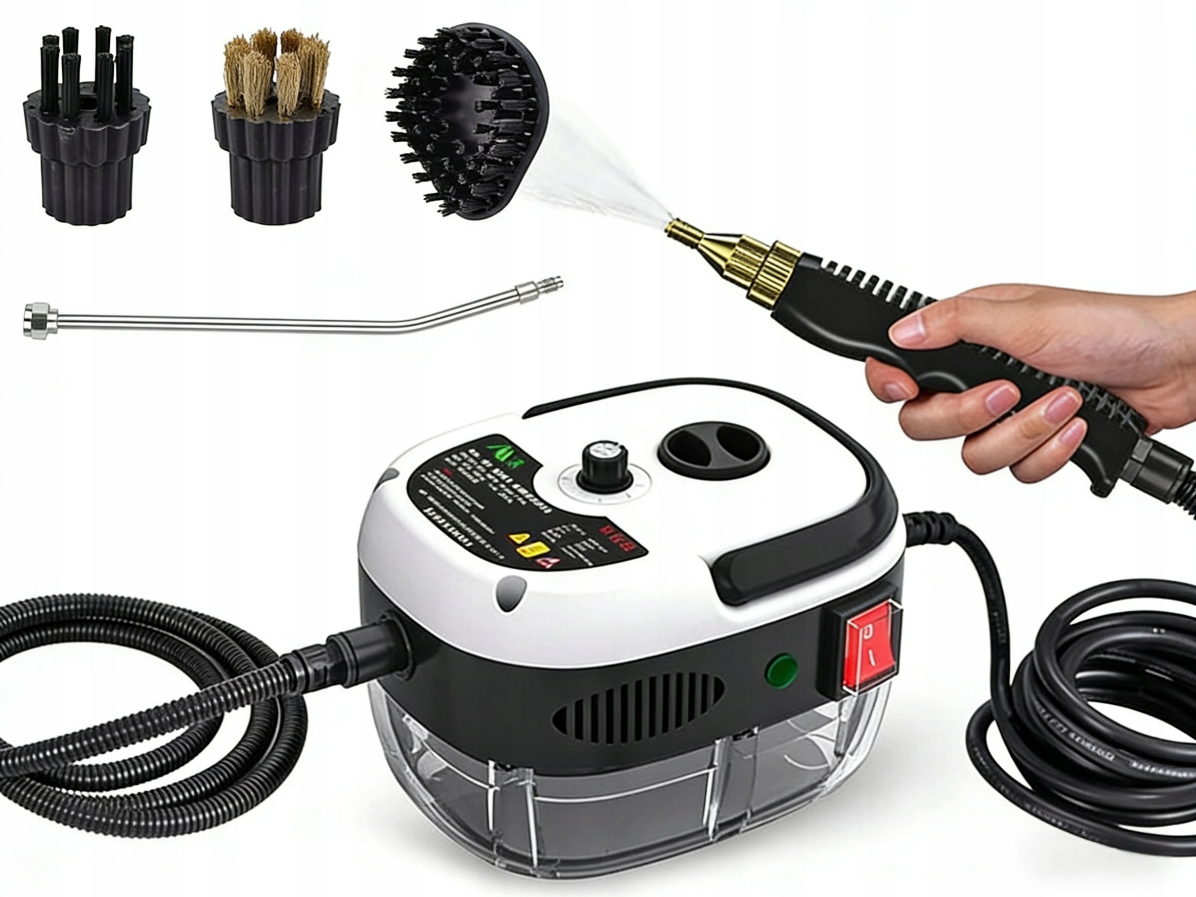 Myjka parowa 2500W 1000ML, mocna, dezynfekcja wysokiej temperatury, biała