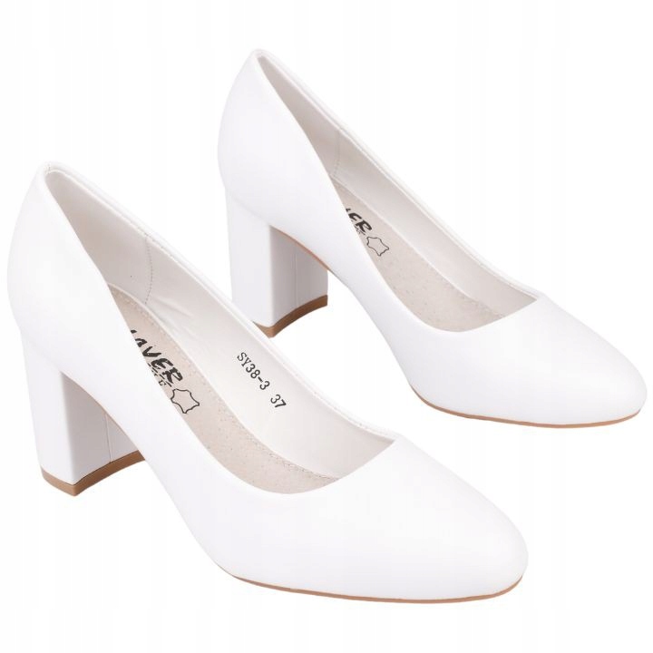 

Czółenka na słupku buty damskie białe eleganckie