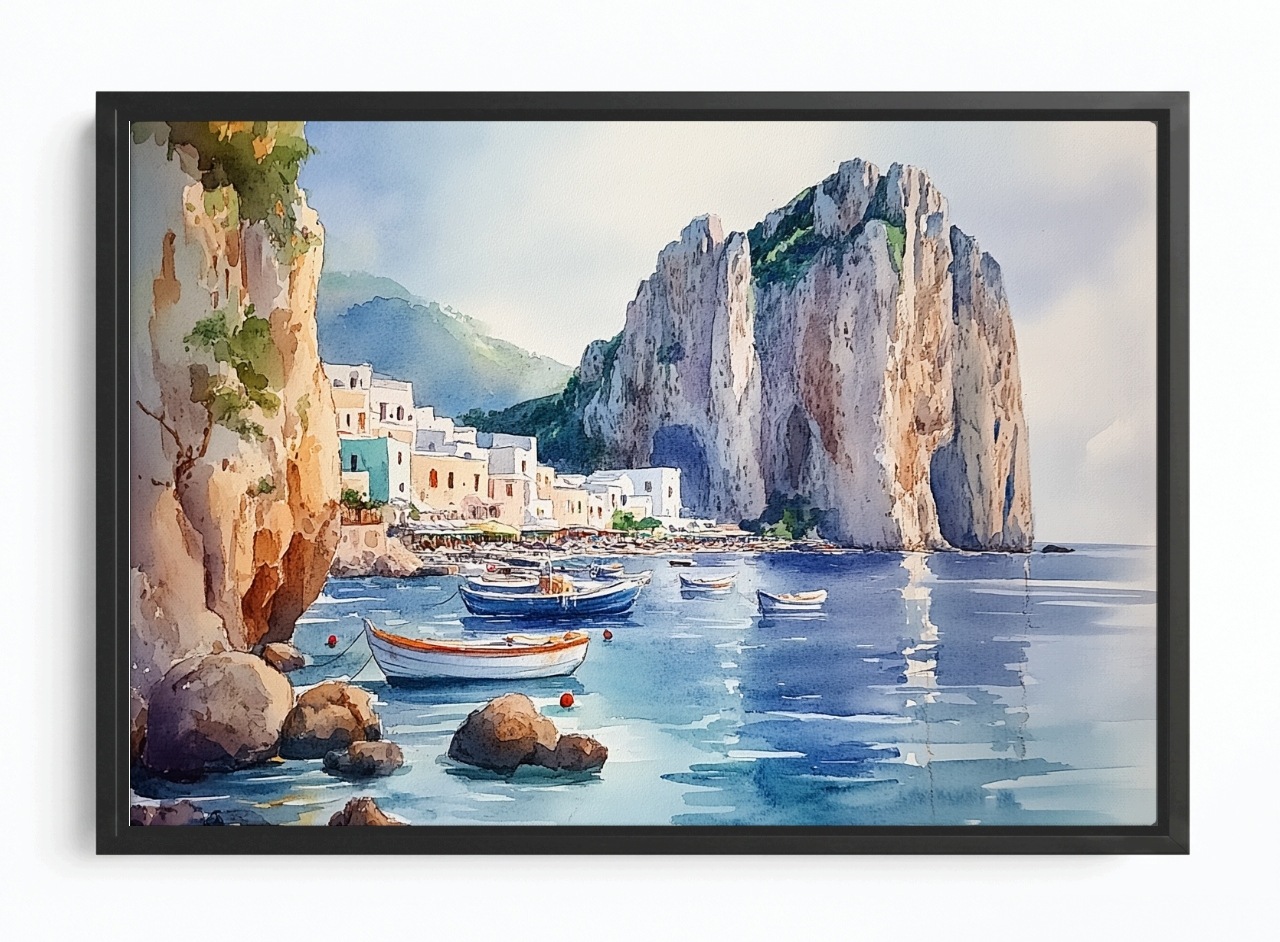 Obraz Rama American Box Itálie Ostrov Capri Moře Turistika Dovolená 60x40