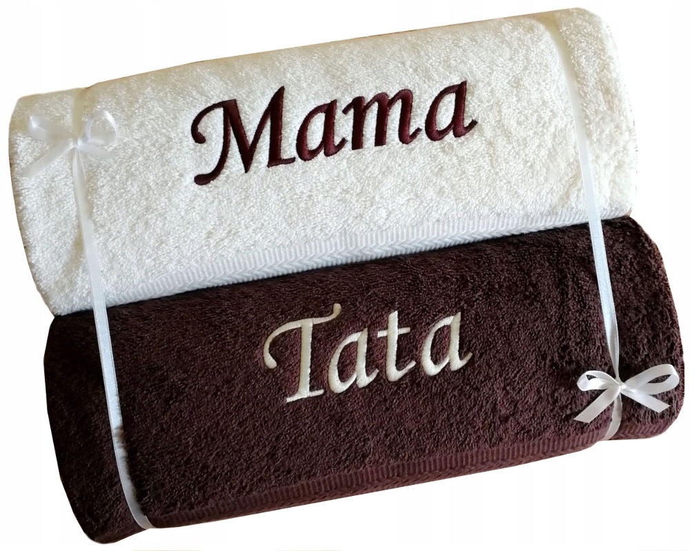 Prezent dla MAMY TATY ręczniki z HAFT napis ŚWIĘTA Marka Szydełkowa Kraina