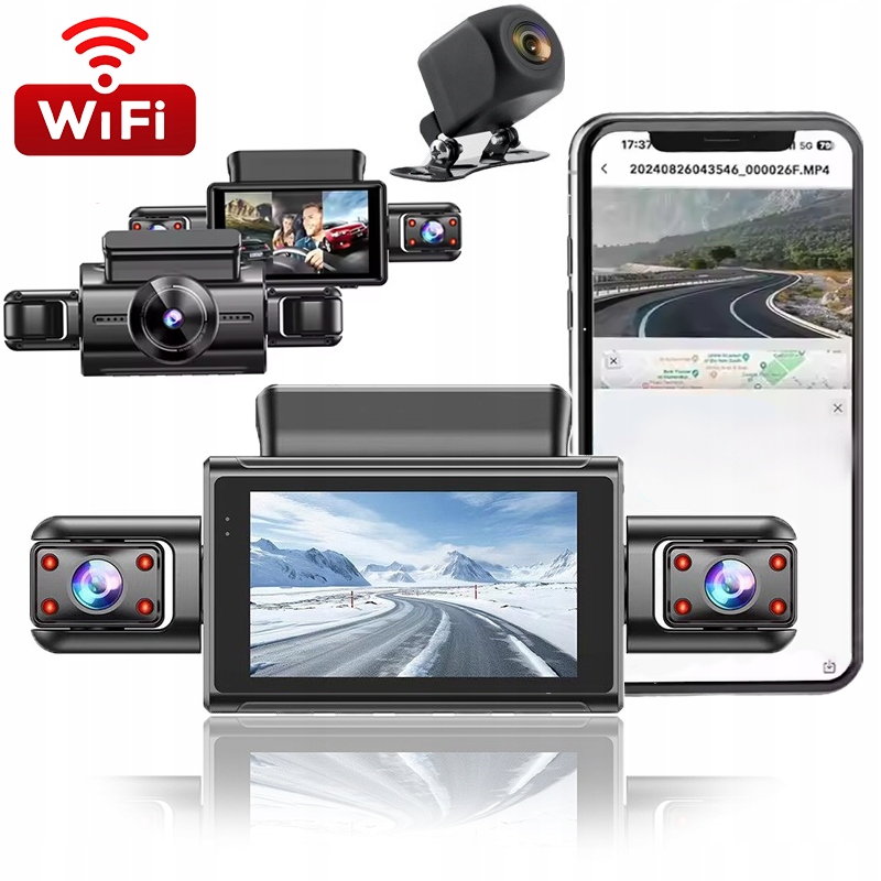 4-KANÁLOVÝ 1080P Car Dash Cam Night Vision Monitorovanie Parkovania G-senzor