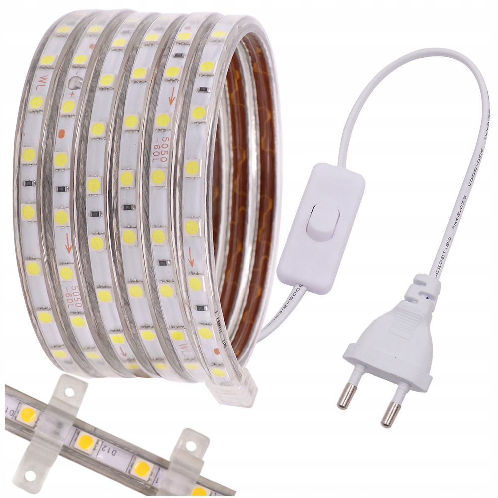 Taśma LED 230V 5m Wodoszczelna 30W Zasilacz ZESTAW