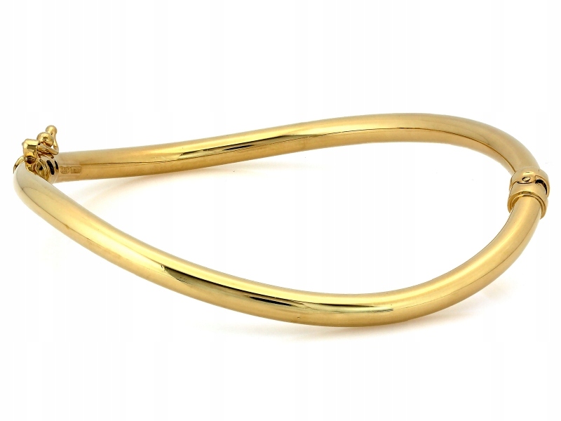 Náramek bangle tuhý vlna 925 stříbro pozlacené 9.27g velikost 19 masivní