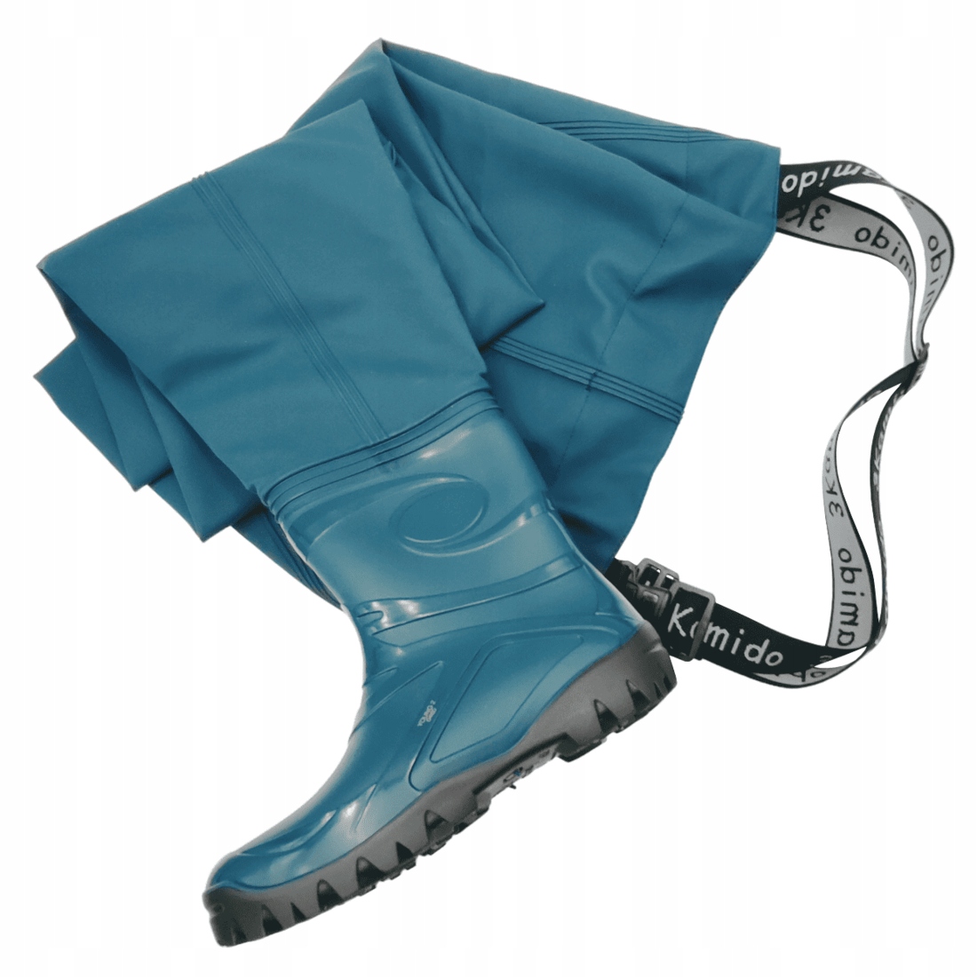 MOCNE SPODNIOBUTY WĘDKARSKIE MŁODZIEŻOWE PVC SZELKI DENIM BLUE 3KAMIDO 41 Rozmiar 41