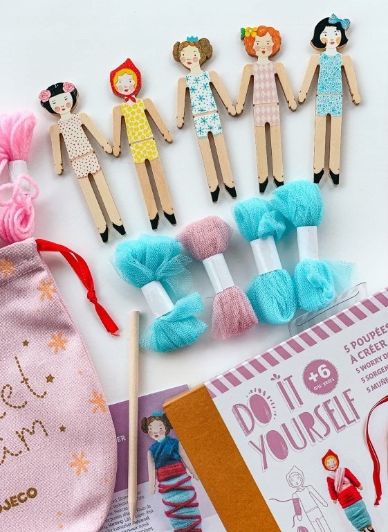 Zrób to sam Laleczki Djeco - Słodka Noc Materiał karton tkanina